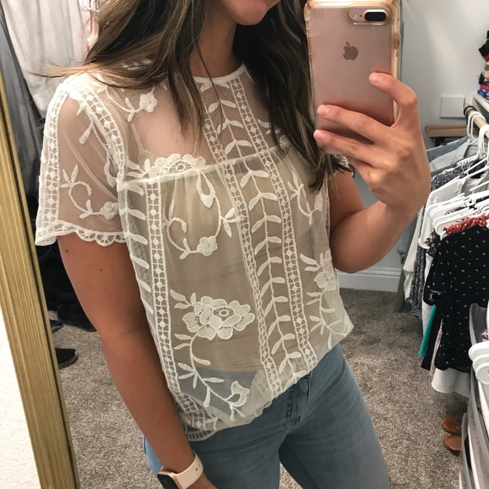 Target cream/ivory lace top